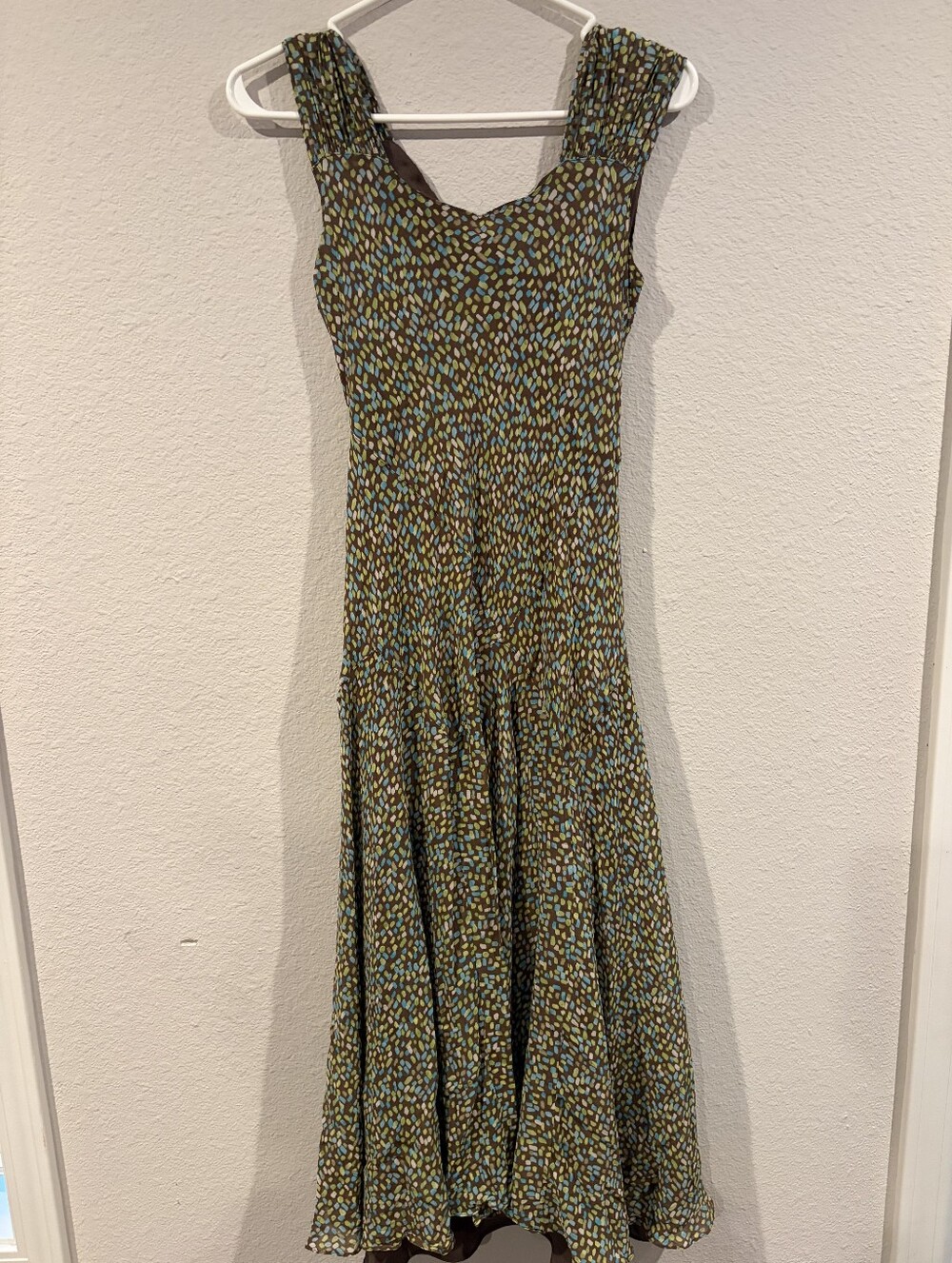Talbots Womens Vintage Casual 100% Pure Silk Cap Sleeve V Neck Midi Dress Size 4 - Picture 2 of 3